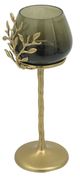 A & B Home Capri Gold Aluminum Leaf Glass Candle Holder-1