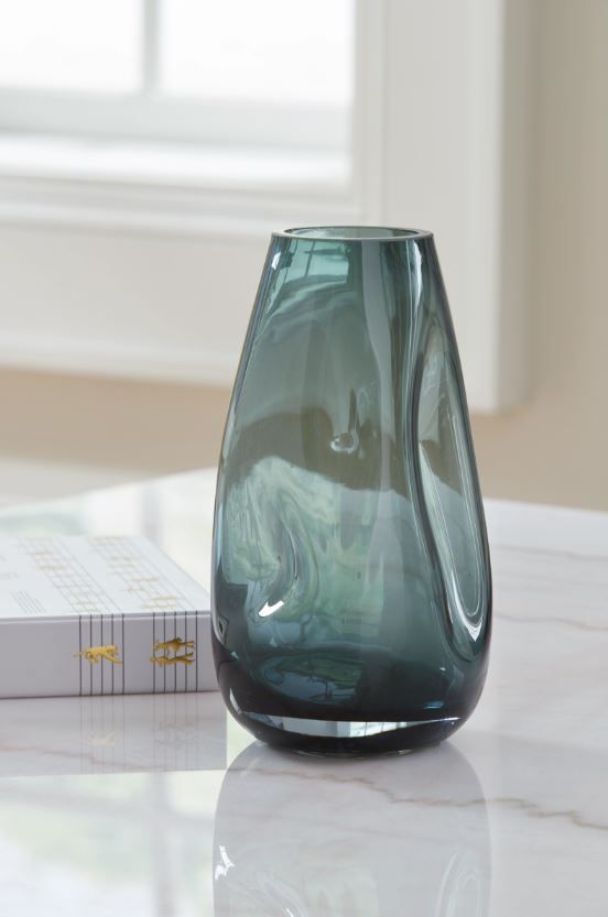 Signature Design by Ashley® Beamund 2-Piece Teal Blue 9" Vase Set-3