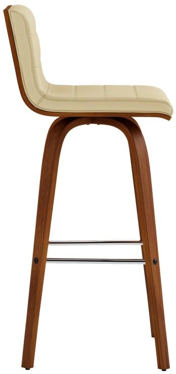 Armen Living Vienna 2-Piece Cream/Walnut Swivel Barstool Set-3
