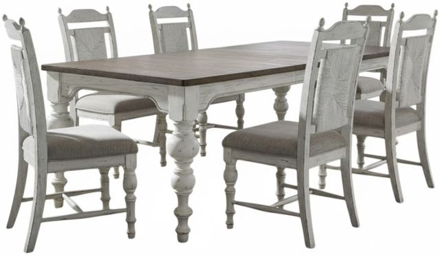 Liberty Furniture River Place 7-Piece Gray/Riverstone White/Tobacco Dining Table Set-0