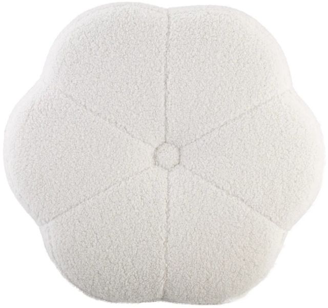 Linon Flower White Sherpa Vanity Stool-4