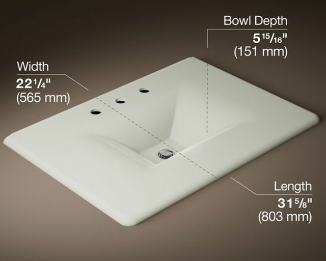 Kohler Iron/Impressions® Dune 31" Widespread Enameled Cast Iron Vanity Top with Integrated Rectangular Sink-2