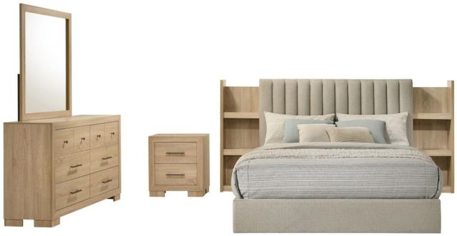 Coaster® Arielle 4-Piece Light Oak/Light Tan Eastern King Panel Bedroom Set-0