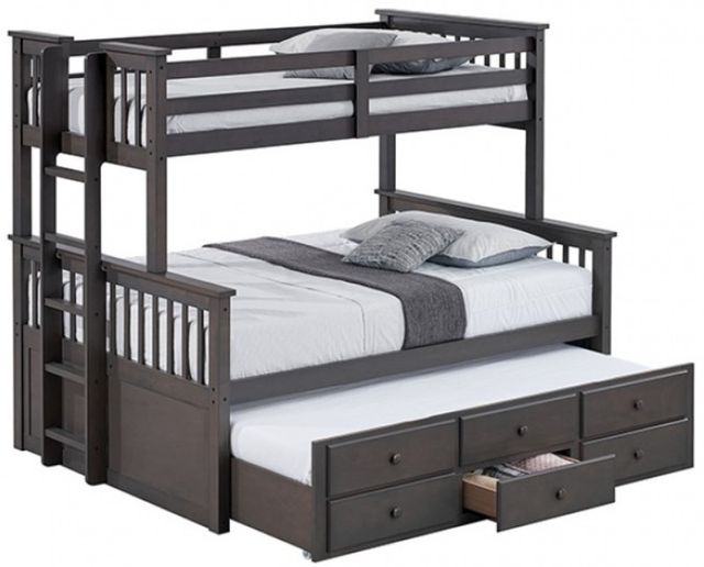 Furniture of America® University Stain Gray Twin/Full Bunk Bed-0