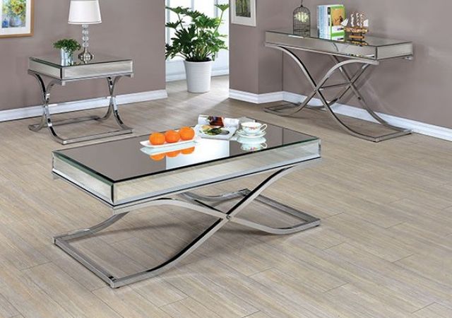 Furniture Of America® Sundance Mirror Coffee Table with Chrome Base-1