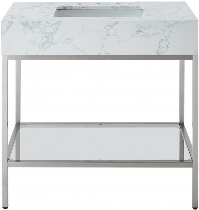 Meridian Furniture Marmo White/Brushed Chrome 36" Bathroom Vanity-2