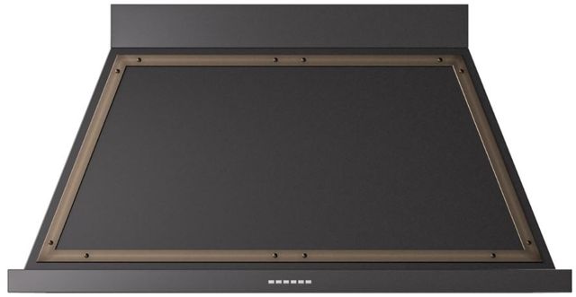 Ilve® Nostalgie II Noblesse 48" Glossy Black Wall Mounted Range Hood with Burnished Trim-0