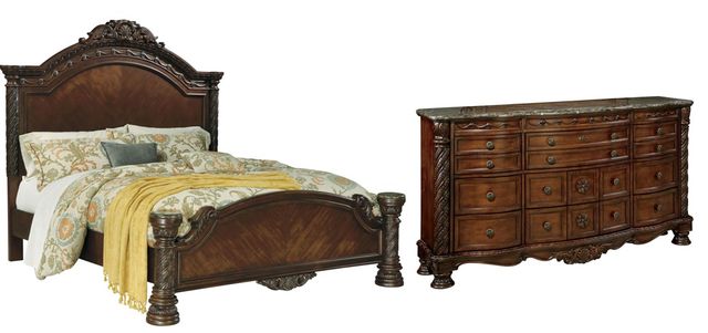 Millennium® by Ashley® North Shore 2-Piece Dark Brown Queen Panel Bed Set-0