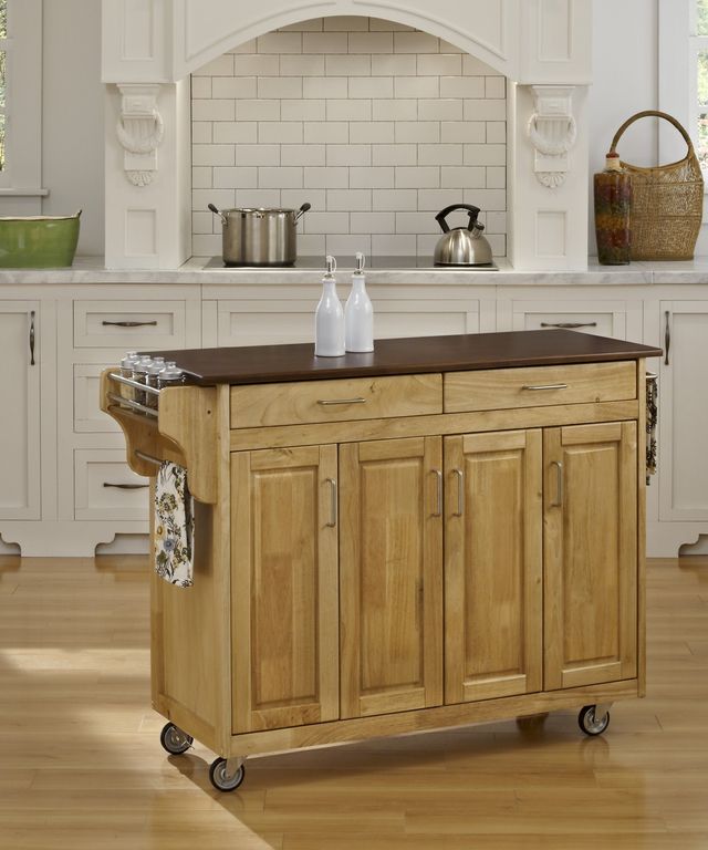 homestyles® Create-a-Cart Cherry/Natural Kitchen Cart-1