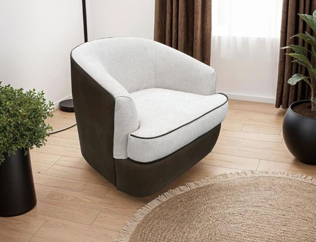 International Furniture Direct Tumbi Brown/Ivory Swivel Accent Chair-4