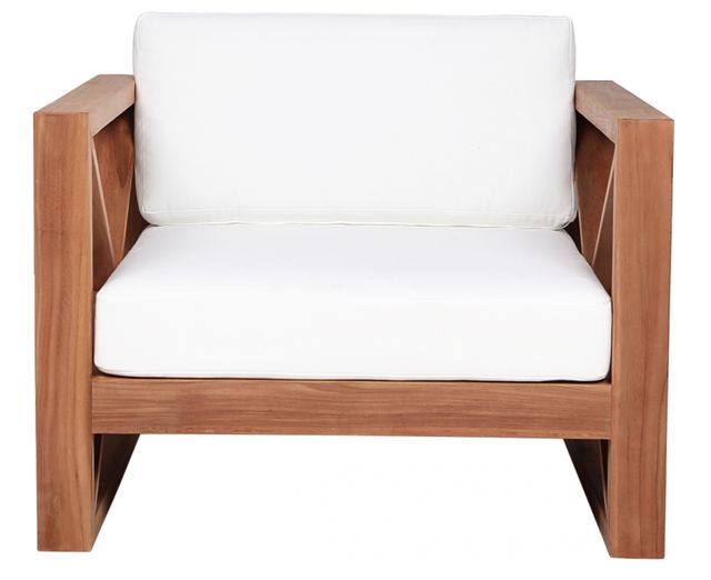 Meridian Furniture Anguilla Natural Teak/Off-White Fabric/Wood Outdoor Accent Chair-1