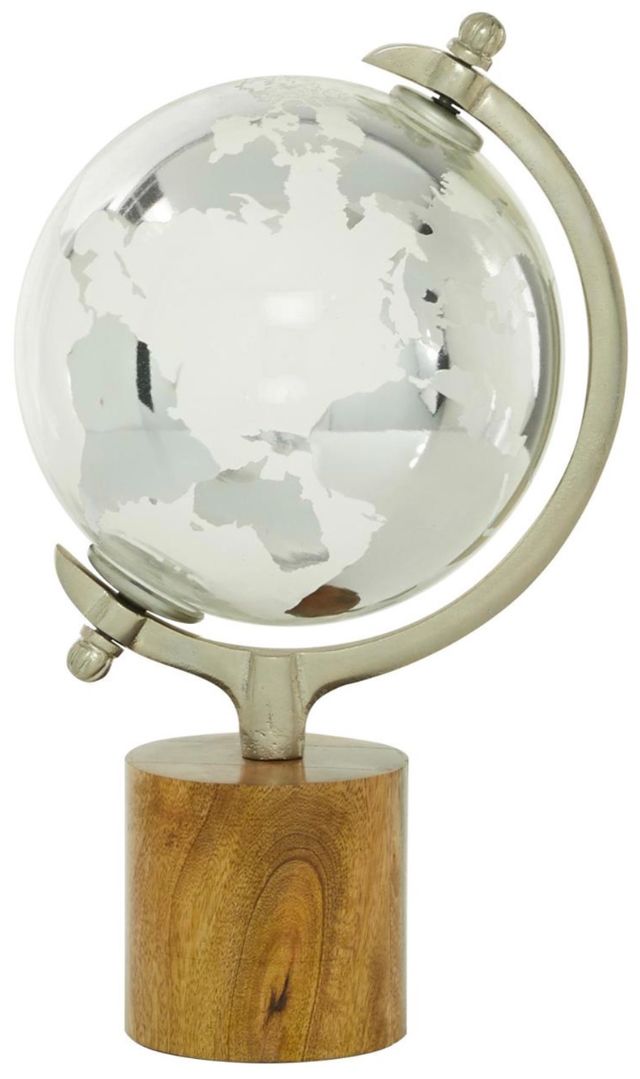 Deco Marche Silver Globe with Brown Base-2