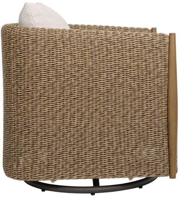 Uttermost® Cala Oat/Twisted Goden Flax Wicker Wood Outdoor Swivel Rocking Chair-3