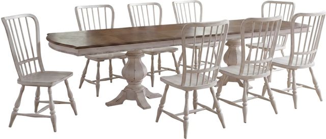 Liberty Furniture Magnolia Manor 9-Piece Antique White/Weathered Bark Dining Set-0