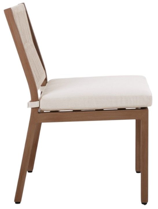 Meridian Furniture Maui Brown/Cream Aluminum Outdoor Dining Side Chair-3