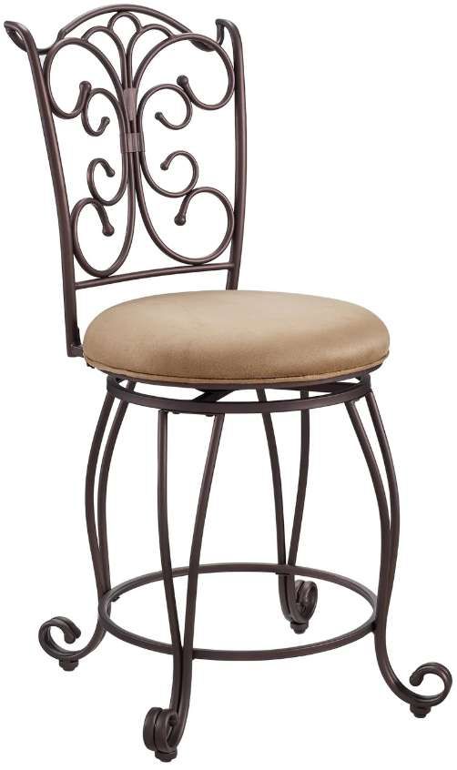 Linon Gathered Back Bronze Swivel Bar Stool-0