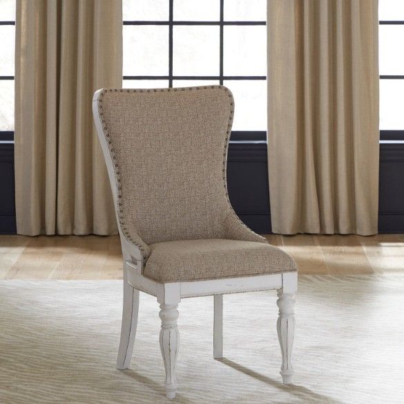 Liberty Furniture Magnolia Manor Antique White/Ivory Upholstered Wing Back Side Chair-1