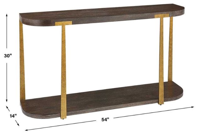 Uttermost® Palisade Walnut Console Table with Antique Gold Frame-2