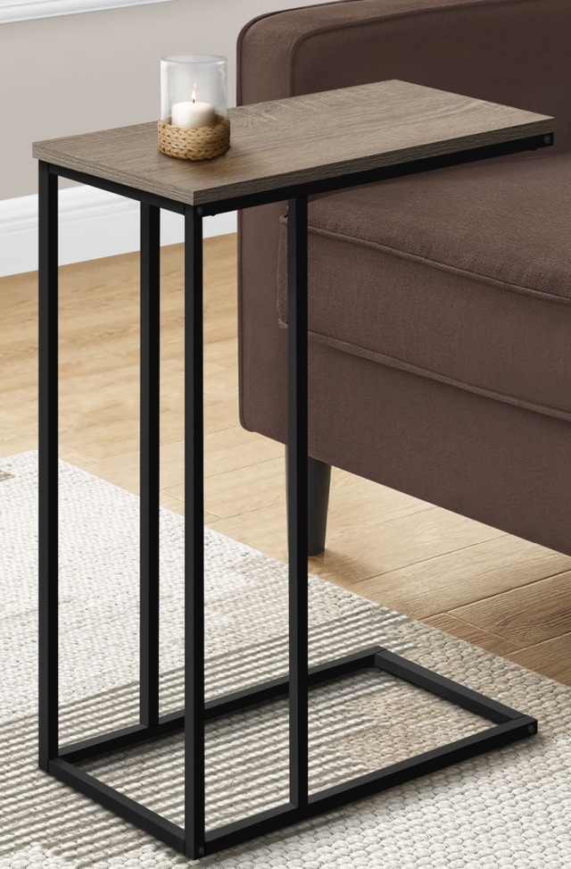 Monarch Specialties Inc. Dark Taupe 25"H Accent Table with Black Metal Base-2