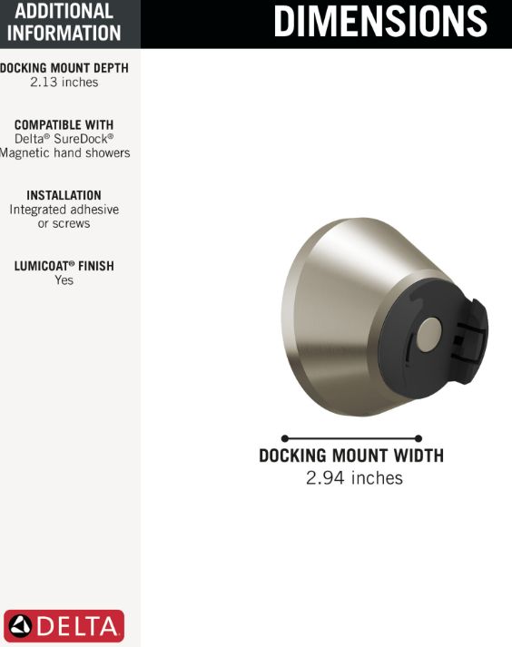 Delta SureDock™ Lumicoat® Stainless Magnetic Docking Mount-2