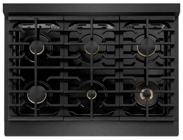 ZLINE Designer Collection Paramount 36" Black Satin Stainless Steel Gas Range with 6 Burner Cooktop and Convection Gas Oven-3