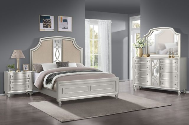 New Classic® Home Furnishings Reflections 4-Piece Matte Silver Queen Panel Bedroom Set-1