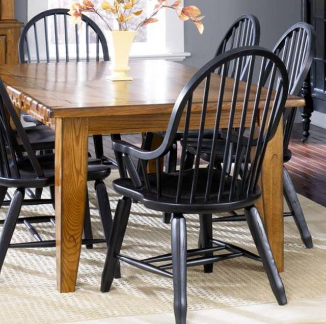Liberty Furniture Treasures Rustic Oak Black Bow Back Side Chair-0