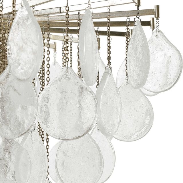 Uttermost® Goccia Antiqued Bright Silver Leaf 6-Light Tear Drop Glass Pendant-4