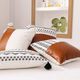 Livia Leather Stripe Black/Tan Decorative Pillow-2