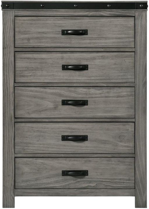 Elements International Wade Gray Wood 5-Drawer Chest-1