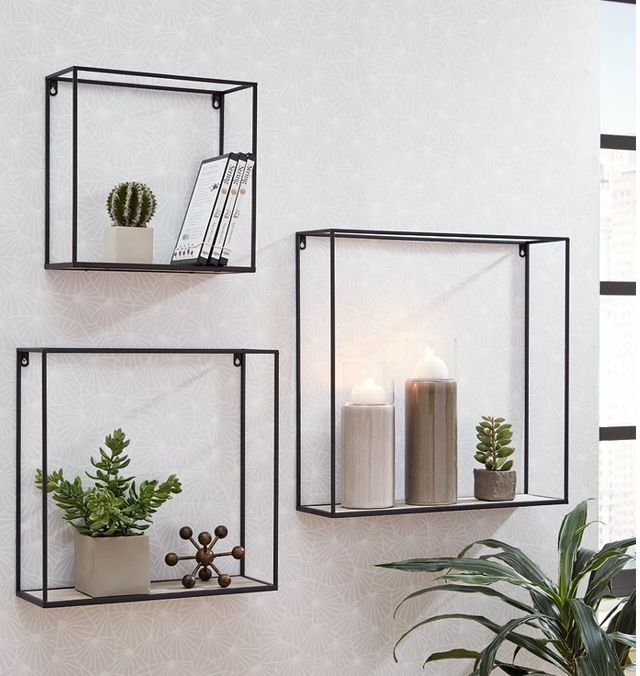 Signature Design by Ashley® Efharis 3-Piece Black Wall Shelf-3