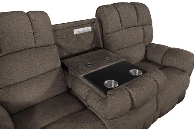 Corinthian Furniture Baker Brown Power Reclining Loveseat with Power Headrest, Console, and Lumbar-2