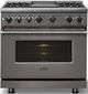 Viking® 7 Series 36" Damascus Gray Pro Style Dual Fuel Range with 12" Reversible Griddle-4