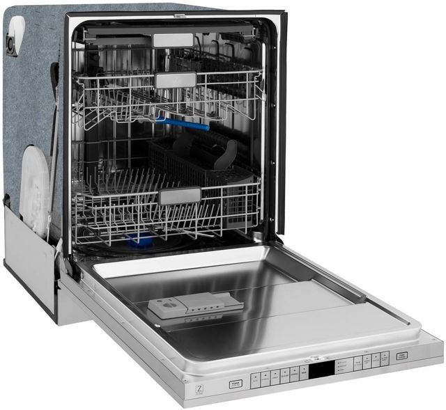 ZLINE Autograph Edition Monument 24" Panel Ready 3rd Rack Tall Tub Top Control Built In Dishwasher with Matte Black Handle-3
