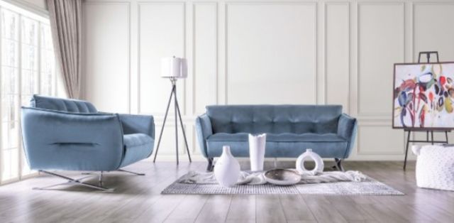 Furniture of America® Civellutino Light Blue Sofa-1