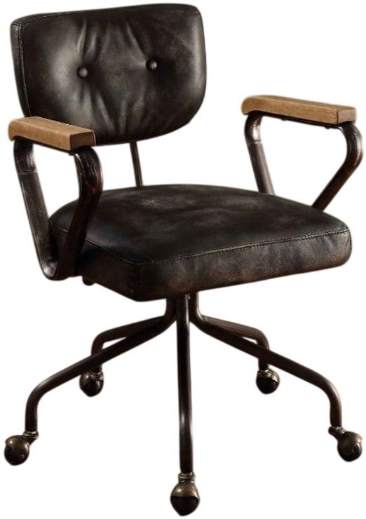 ACME Furniture Hallie Vintage Black Leather Office Chair-0