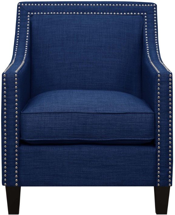 Elements International Erica Blue Chair and Ottoman Set-2