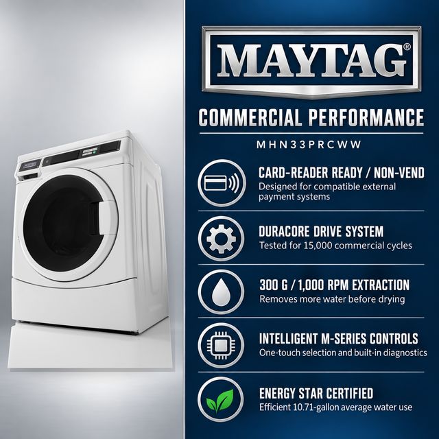 Maytag Commercial 3.1 Cu. Ft. Card-Reader-Ready / Non-Vend Front-Load Washer - White-3