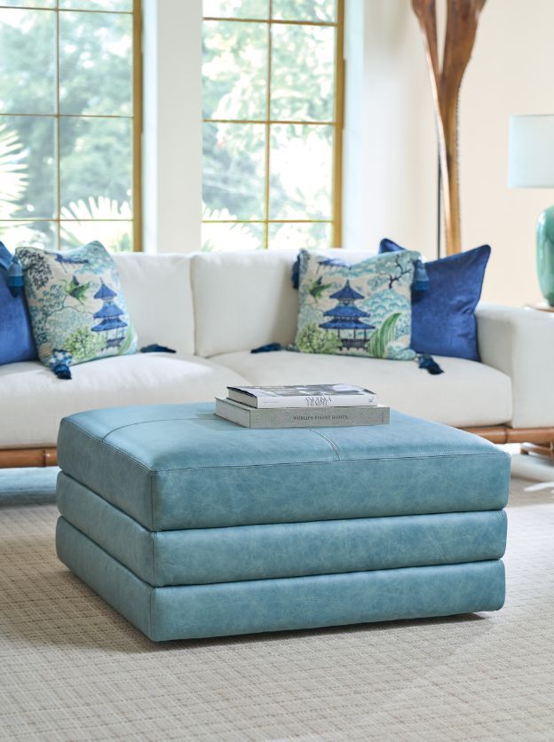 Lexington Home Customizable Brickell Leather Ottoman-1