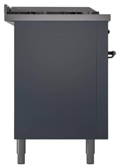 Ilve® Nostalgie II Noblesse 60'' Blue Gray Pro Style Dual Fuel Range with Burnished Trim-2