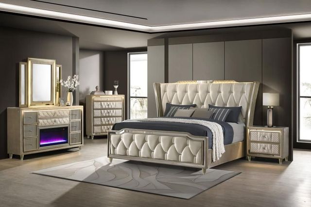 Coaster® Lorient 5-Piece Camel/Ivory California King Panel Bedroom Set-1