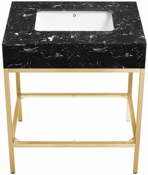 Meridian Furniture Marmo Black/Brushed Brass 30" Bathroom Vanity-3