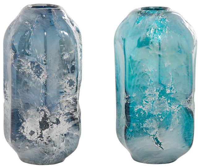 Deco Marche 2-Piece Blue Handmade Blown Vase Set-0
