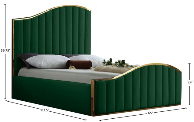 Meridian Furniture Jolie Green Queen Upholstered Panel Bed-2