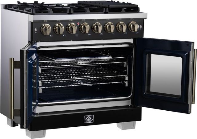 FORNO® Capriasca Series Alta Qualita 36" Black Pro Style Dual Fuel Range-4