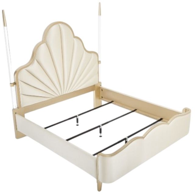 Michael Amini® Malibu Crest Chardonnay/Porcelain California King Upholstered Poster Bed-2