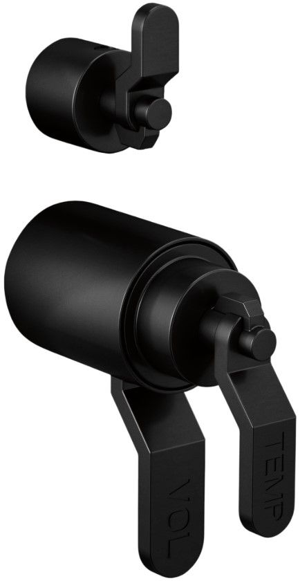 Brizo Litze® Matte Black TempAssure® Thermostatic Valve With Diverter Trim Handle Kit - Industrial Lever-0