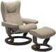 Stressless® by Ekornes® Customizable Wing Medium Manual Recliner and Ottoman with Classic Base-0