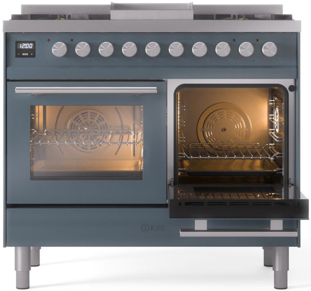 Ilve® Professional Plus II 40" Blue Grey Pro Style Dual Fuel Range-3