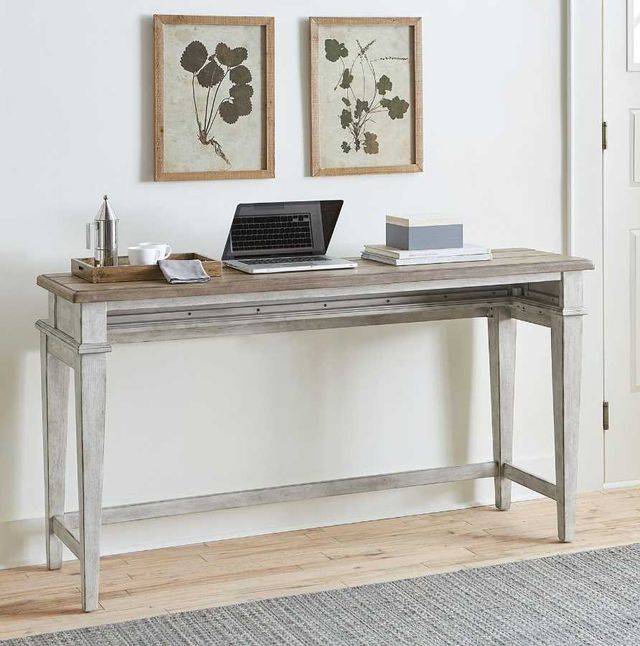 Liberty Furniture Heartland Tobacco Console Bar Table with Antique White Base-1
